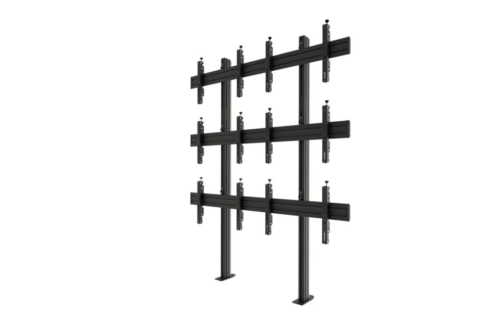 Konstrukcja ściany wideo do montażu podłogowego, modułowa 2×3, do ekranów 50″-57″, poziom Edbak VWSA2357-L
