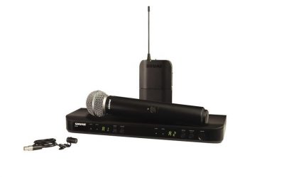 Shure BLX1288E/W85. System bezprzewodowy z podwójnym odbiornikiem. Mikrofon do ręki + mikrofon krawatowy